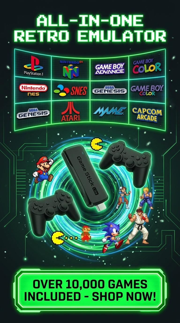 GameStick Lite – Retro Gaming Console with 20,000+ Games & 2 Wireless Controllers