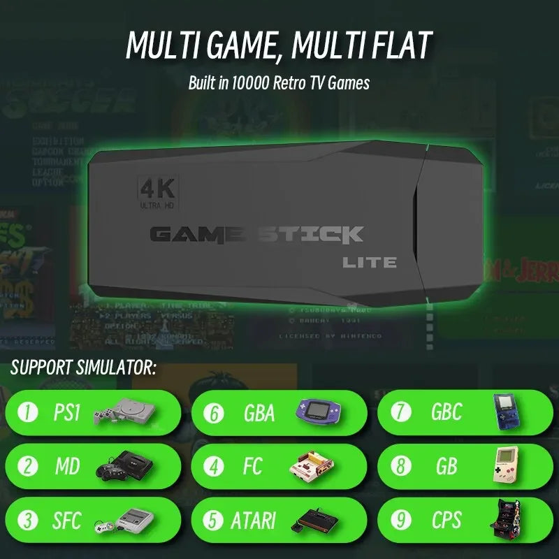 GameStick Lite – Retro Gaming Console with 20,000+ Games & 2 Wireless Controllers